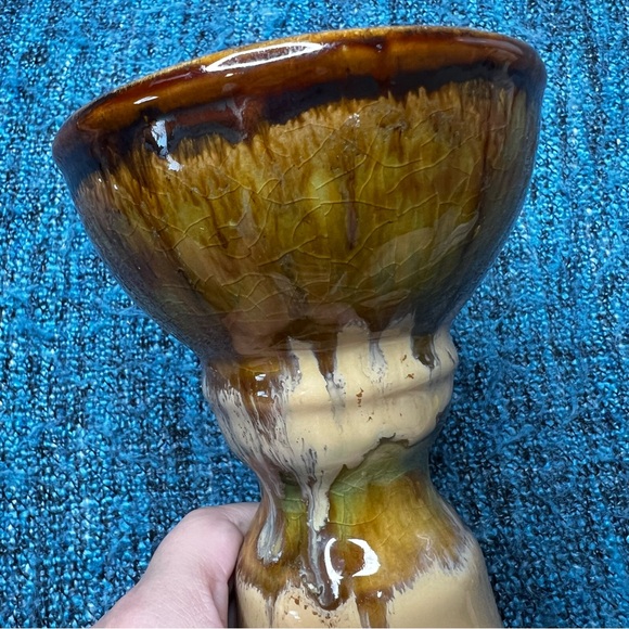 Vintage Midcentury Moderny Drip Glaze Ceramic Tapper Pillar Candle Holder - Picture 5 of 7